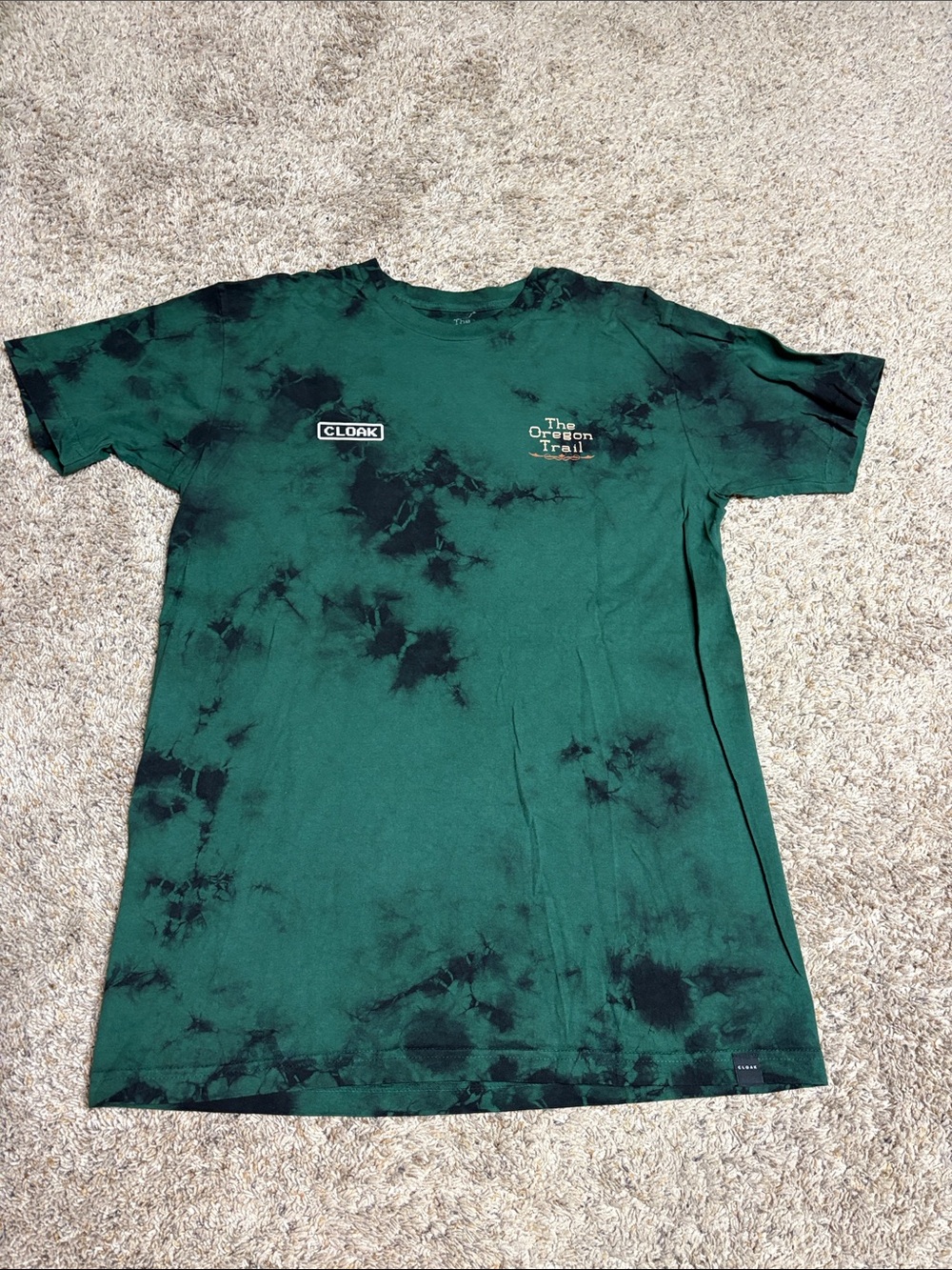 CLOAK x The Oregon Trail Green and Black Tie-Dye Short Sleeve Tee
